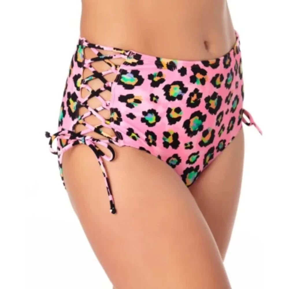 California Waves Side-Lace High Waist Bikini Bottoms - Picture 2 of 2